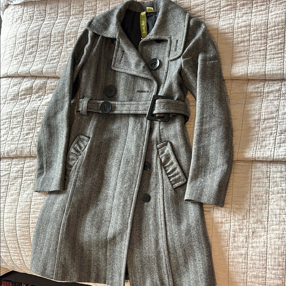 Soia & Kyo Gray Trench Coat with Belted Waist